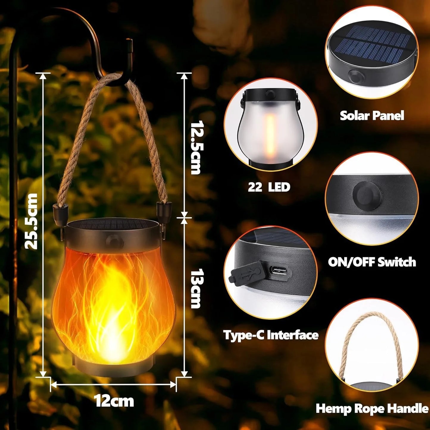 Lanterne Solaire de Camping — Autonomie 8 à 10 heures, IP65