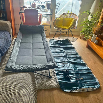 Lit de camp pliable KampyGo - Acier, Oxford, supporte 200 kg, déplié en 10s