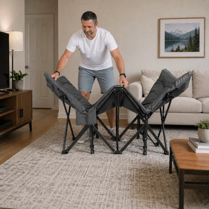 Lit de camp pliable KampyGo - Acier, Oxford, supporte 200 kg, déplié en 10s